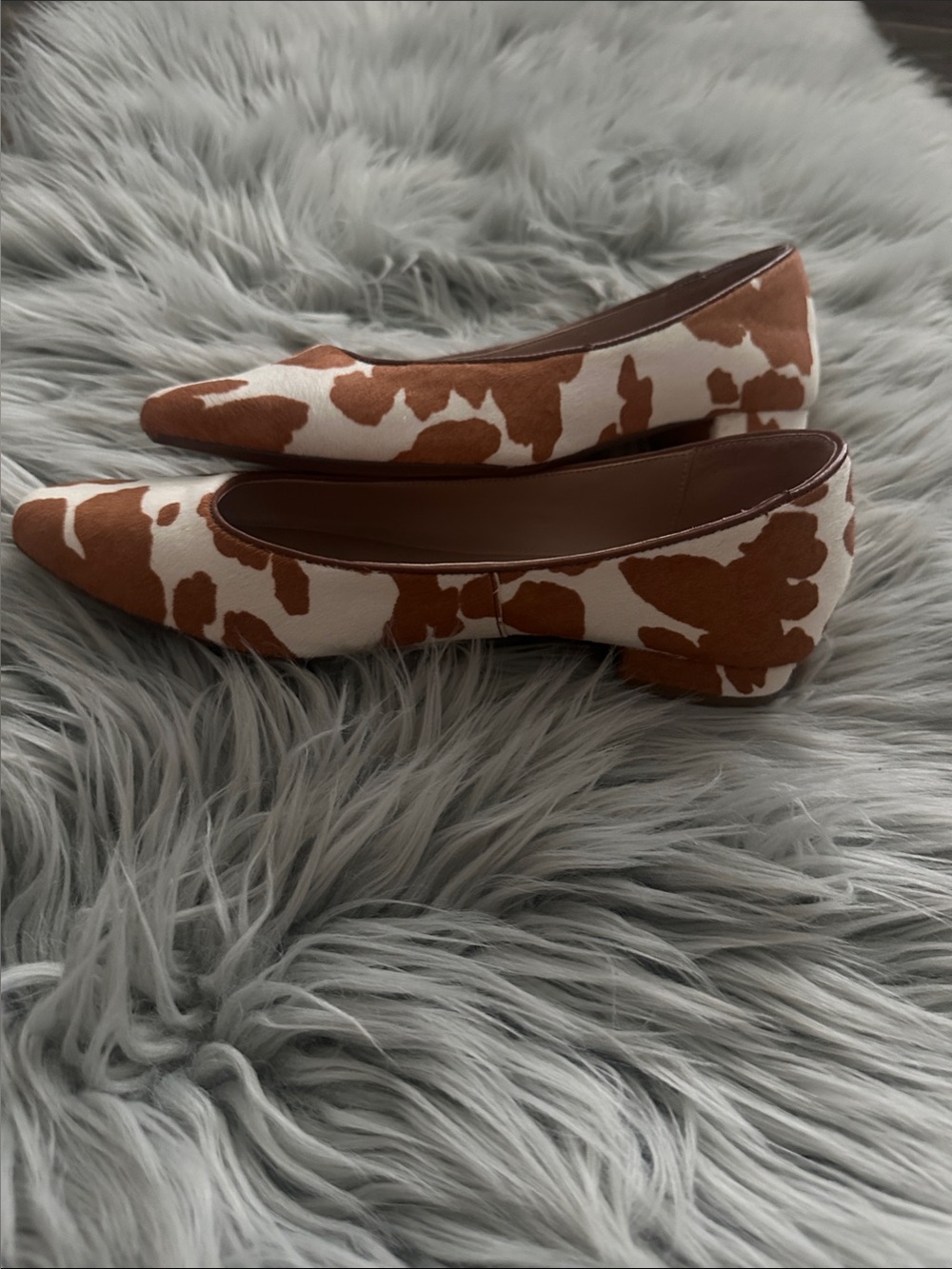 Steven By Steve Madden Brown & White Cow-Print Ballet Flats